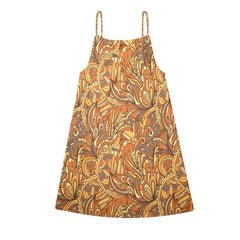 プリン ドローストリングネック ノースリーブドレス