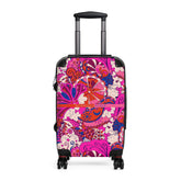 Sameria Luggage Collection - Abstract Kaleidoscope Paisley Floral Print Psychedelic Retro Swirls Funky Multicolor Check in Carry On Roller 360 Hard Shell Unique Retro Vibrant Bold Pink Red Flower Power