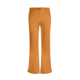 Pinsa Flare Zip Leggings Pants - Orange Bell Bottoms Retro Bold Vibrant Solid Coordinate Women's Zipper Belt