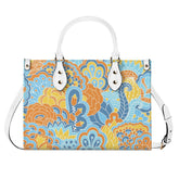 Pinsa Box Satchel - Retro Vibrant Paisley Floral - Shoulder Handbag Small Medium Large Psychedelic Bold Vivid Flower Power Faux Leather Tote