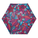Colorful retro floral pattern Viaje auto open and close umbrella with hexagonal shape Violet and blue - Blissfully Brand