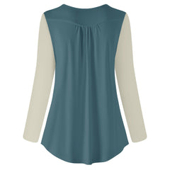 Kalei Two Tone Long Sleeve Babydoll Top