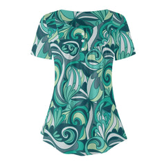 Mima Scoop Neck Tunic Top with Button Detail