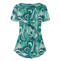 Mima Scoop Neck Tunic Top with Button Detail