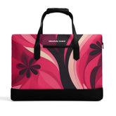 Airline series faux leather travel bag in pink and black abstract floral design - retro chic - personal item carry on - Blissfully Brand