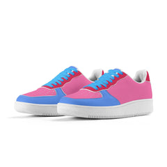 Sechia Color Block Sneakers | Red - Pink & Blue PU Leather Retro Chic - Blissfully Brand