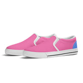 Sechia Hot Pink Canvas Slip-On Shoes for Women with Blue Heel Accents – Stylish and Comfortable Footwear - Blissfully Brand