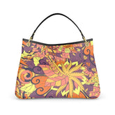 Aki Abstract Paisley Print Slouch Leather Bag | Luxury Designer Handbag with Textured Nappa Leather - Made in London - Blissfully Brand