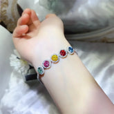 Giuliana Prismatic Multicolor 5 Carat Moissanite Bracelet with Zircon Accents - Rainbow - 925 Sterling Silver - ChromaB by Blissfully Brand