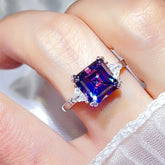 Mireille Lumière 3 Carat Purple Moissanite Ring - Sterling Silver 925 with Zircon Accents - ChromaB By Blissfully Brand