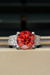 La Flamme Écarlate 5 Carat Moissanite Ring - Red Scarlet - 925 Sterling Silver - ChromaB by Blissfully Brand
