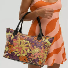 Aki Large Leather Zip Top Handbag Tote