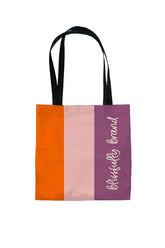 Amai Color Block Stripe Large Canvas Tote Bag Carry All Travel Everyday - Orange Pink Violet - Blissfully Brand