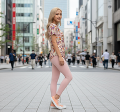Amai Pink LYCRA® Mid-Rise Leggings