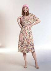 Amai Draped V-neck Midi Dress