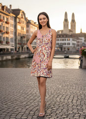 アマイ Vネック ノースリーブ リバーシブル ドレス