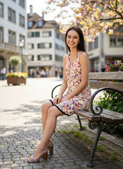 アマイ Vネック ノースリーブ リバーシブル ドレス