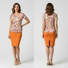 Amai Orange Pencil Skirt