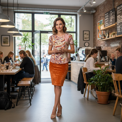 Amai Orange Pencil Skirt