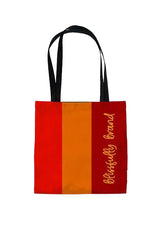 Ame Color Block Wide Stripe Large Canvas Tote Bag Orange Red Everyday Carry All Blissfully Brand