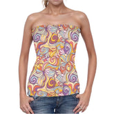 vibrant Binka print long tube top in colorful boho swirl floral pattern - bold retro summer styles - Blissfully Brand