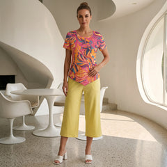 Brisa Handkerchief-Hem Top & Cropped Wide-Leg Pant Set
