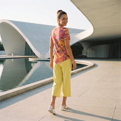 Brisa Handkerchief-Hem Top & Cropped Wide-Leg Pant Set