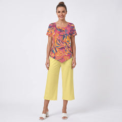 Brisa Handkerchief-Hem Top & Cropped Wide-Leg Pant Set