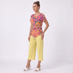 Brisa Handkerchief-Hem Top & Cropped Wide-Leg Pant Set