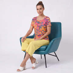 Brisa Handkerchief-Hem Top & Cropped Wide-Leg Pant Set