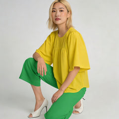 Yellow Babydoll Bell Sleeve Top - Core Essentials