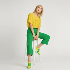 Lime High Waist Cropped Flare Pants - Core Essentials