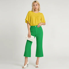 Lime High Waist Cropped Flare Pants - Core Essentials