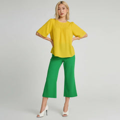 Lime High Waist Cropped Flare Pants - Core Essentials