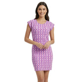 pink violet geometric chevron pattern tunic t-shirt cap sleeve dress Blissfully Brand Handmade in England