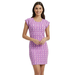 pink violet geometric chevron pattern tunic t-shirt cap sleeve dress Blissfully Brand Handmade in England