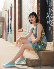 Cenala Rib Knit V Neck Tank Dress