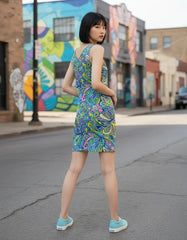 Cenala Rib Knit V Neck Tank Dress