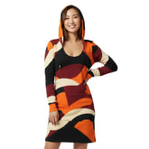 Pop Art Hoodie Dress - Retro Colorful Geometric Orange Red Black Mod Dress - London Bliss Collection by Blissfully Brand