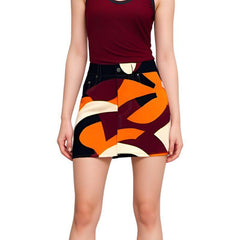 コペンハーゲン ミニ ストレッチ デニム プリント スカート - エアラインシリーズ