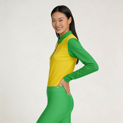Lemon Lime Quarter Zip Active Long Sleeve Top - Core Essentials
