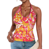 Decora print halter cami top with vibrant psychedelic pattern - bold retro design - Blissfully Brand