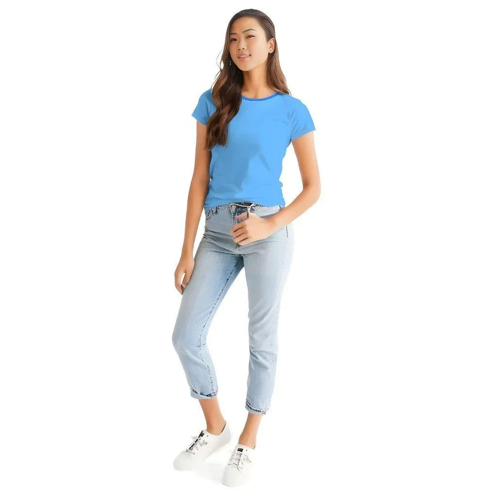 Ima Light Blue Crew Neck Fitted Tea - Blissfully Brand