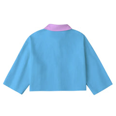 Imi Blue Cropped Cotton Mid-Sleeve Bolero Jacket