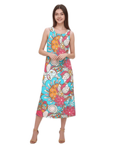 Inia Print Maxi Dress – Colorful Floral Pattern Sleeveless Summer Dress - Retro Chic Vibrant & Bold - Profonde by Blissfully Brand