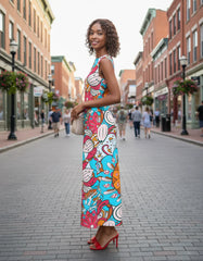 Inia Sleeveless High Neck Maxi Dress