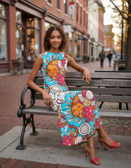 Inia Sleeveless High Neck Maxi Dress