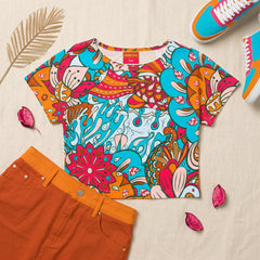 Inia Color Block Series Denim Stretch Mini Skirt