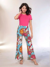 Inia Print Palazzo Pants - Bohemian Style Wide Leg Trousers Vibrant and Bold Colorful Retro Floral Psychedelic Chic - Statement Piece - Profonde by Blissfully Brand