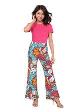 Inia Print Palazzo Pants - Bohemian Style Wide Leg Trousers Vibrant and Bold Colorful Retro Floral Psychedelic Chic - Statement Piece - Profonde by Blissfully Brand